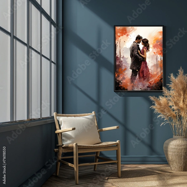 Fototapeta Romance Redefined, Living Room and Sofa Interior Elegance.
