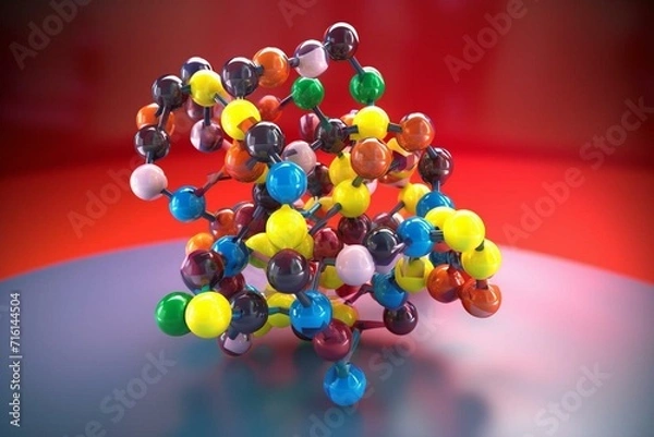 Fototapeta Chemical compound of avacopan drug in a 3D representation. Generative AI