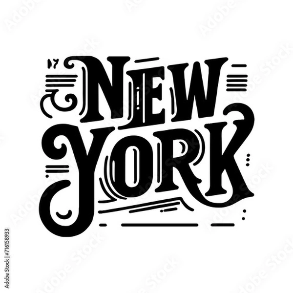 Fototapeta "Design 'NEW YORK' lettering in early 20th-century vintage style, suitable for t-shirts, stickers, posters. Blend historical charm with modern appeal, embodying New York's timeless spirit."