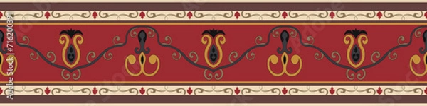 Fototapeta Colorful geometric ethnic pattern. Oriental, western, aztec, tribal traditional. seamless pattern. fabric, tile, background, carpet, wallpaper, clothing, sarong,wrapping, Batik, fabric,Vector pattern