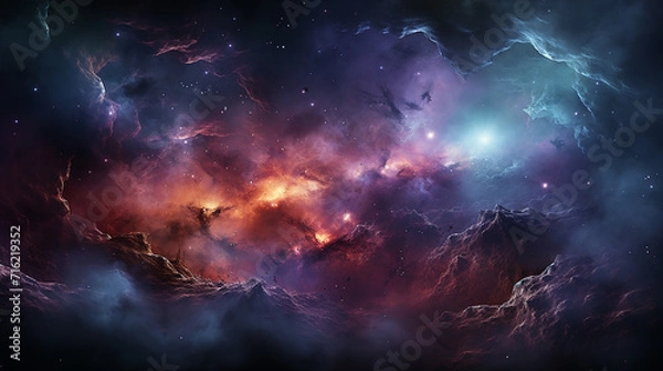 Fototapeta a_3d_fractal_nebula_space__background_banner_with_blank