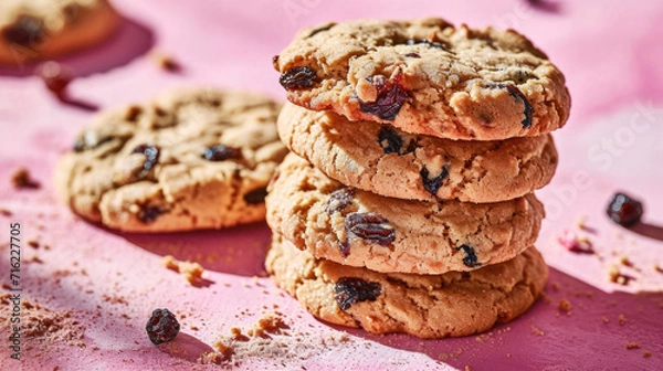 Fototapeta Stack of Cookies on Pink Surface
