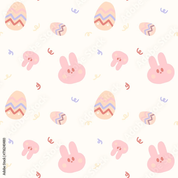 Obraz easter egg with rabbit seamless parttern. Pattern for textiles, wrapping paper, wallpapers, backgrounds