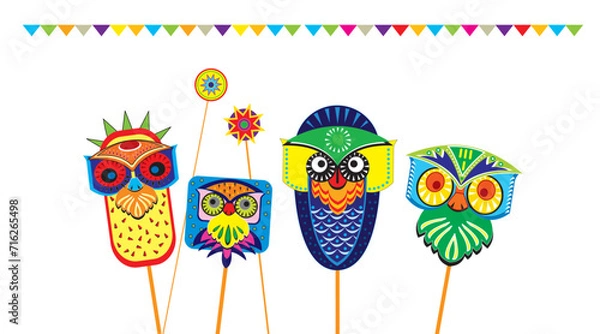 Fototapeta Illustration Of Pohela Boishakh. Happy indian Bengali New Year, Shuvo Naboborsho, indian Traditional folk Design.motifs. this elements can be use to make Banner, poster, or online content