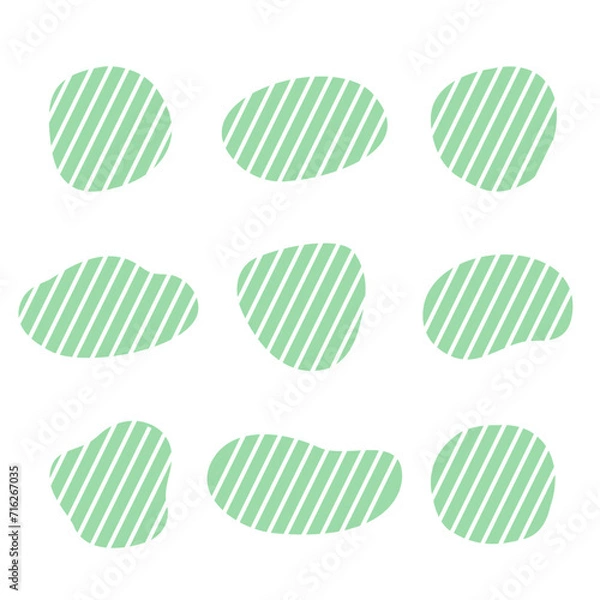 Fototapeta 緑でストライプの不定形な丸いフレームセット