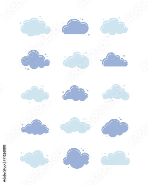 Fototapeta Simple Lined Cloud Illustration Design Set 