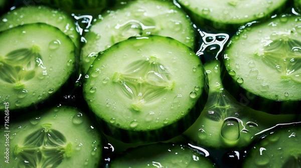 Fototapeta cucumber cool thin slices of cucumber with aloe vera