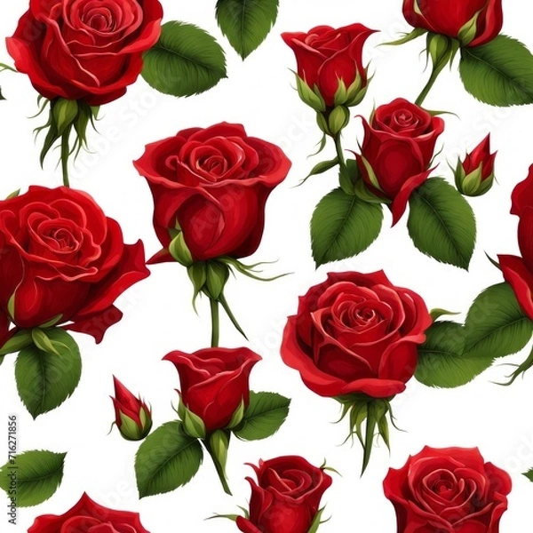 Fototapeta A beautiful bunch of red roses on a white background