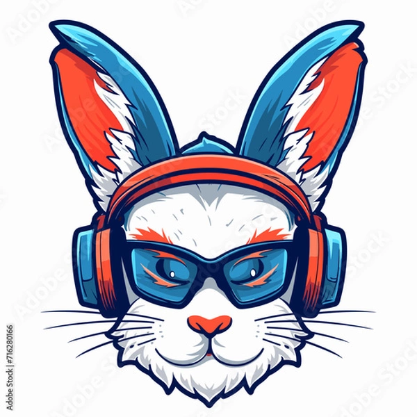 Fototapeta Cute Bunny Isolated Rabbit Character Illustration on White Background