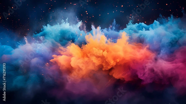Fototapeta Dust explosion abstract background, Holi background