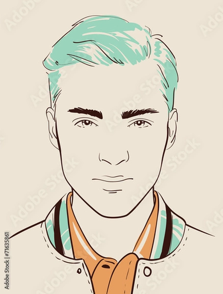 Obraz man face hand drawn