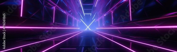 Fototapeta A contemporary and stylish abstract design featuring vibrant purple hues and glowing geometric shapes.