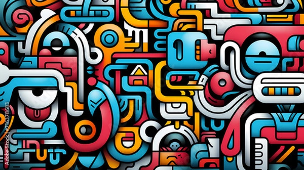 Fototapeta Abstract seamless doodle background, artistic background