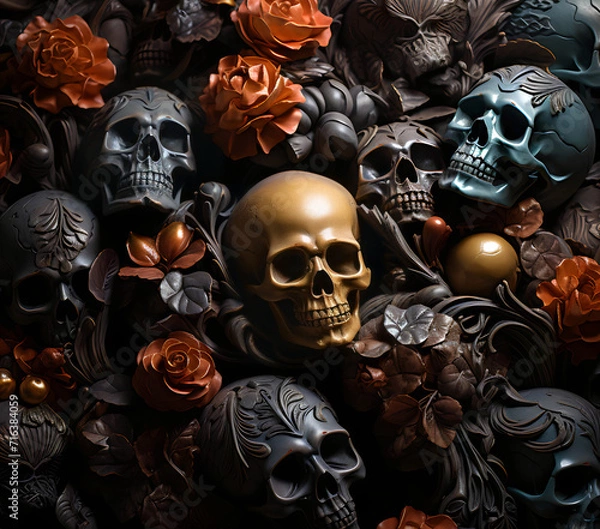 Obraz Spooky Skull Pattern for Tumbler Wrap