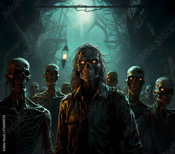 Obraz Spooky Mummy Pattern in Halloween Theme 