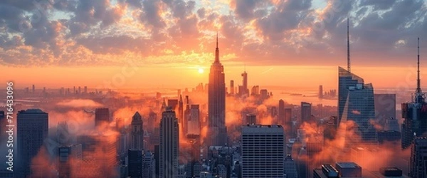 Obraz sunset over the city