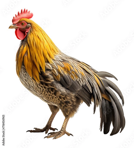Fototapeta rooster farm animal portrait on transparent background, generative ai