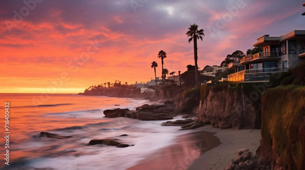 Obraz Sunset at Laguna Beach, Orange County
