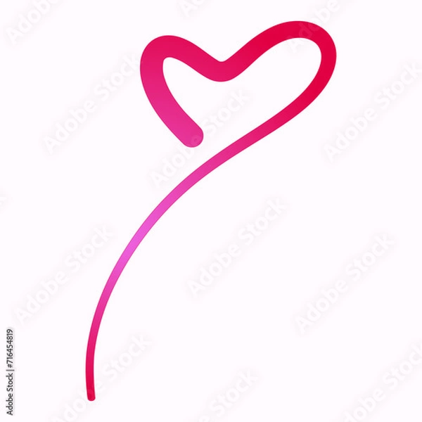Fototapeta pink hand drawn symbol of heart, expressing love
