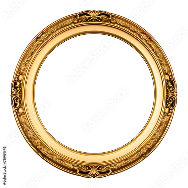 Obraz Antique Gold Circle Frame Isolated on Transparent Background	
