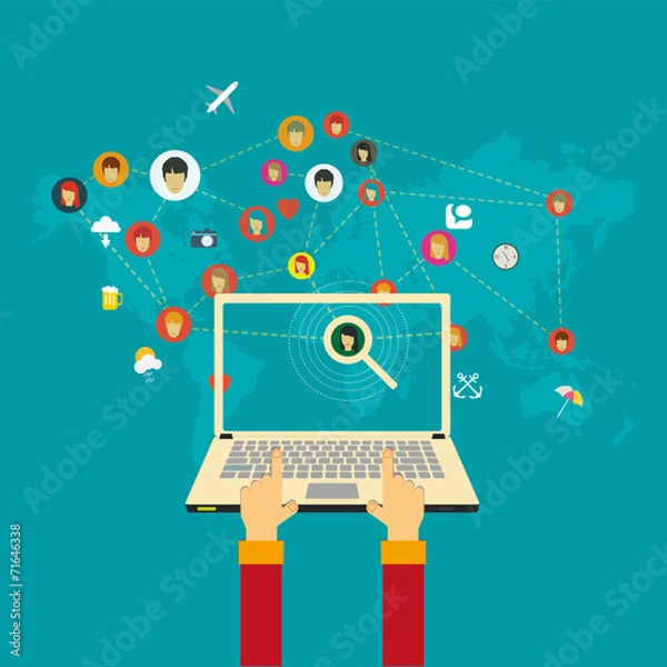 Obraz Flat design concept for social network illustration