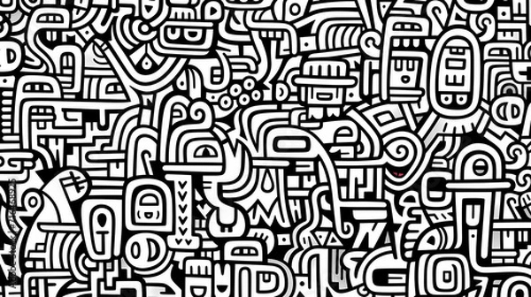 Fototapeta Abstract seamless doodle background, artistic background