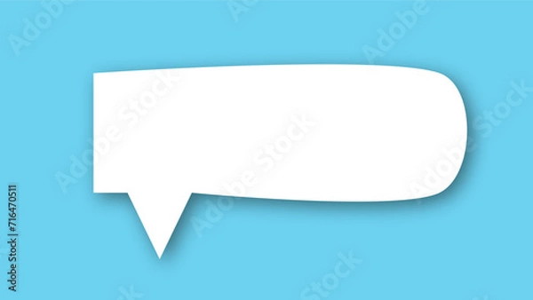 Fototapeta white speech bubble shape with light blue pastel background. space for text. abstract blank area for rill text of font.