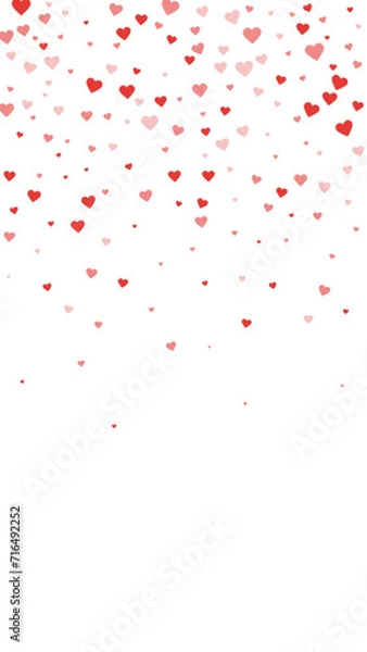 Obraz Red hearts scattered on white background.