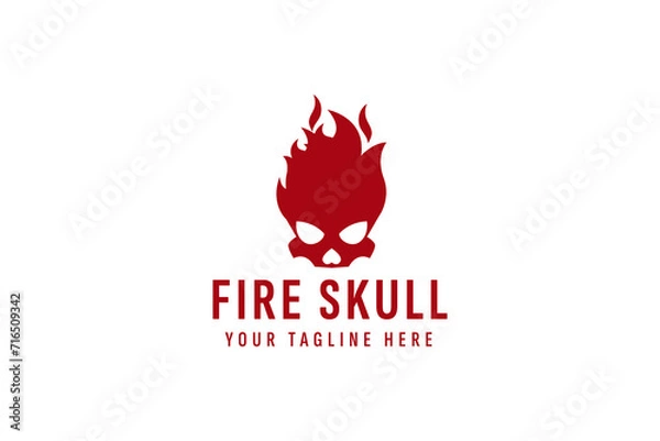 Obraz fire skull logo vector icon illustration