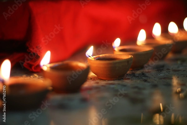 Obraz Tradycyjne lampy naftowe na Diwali