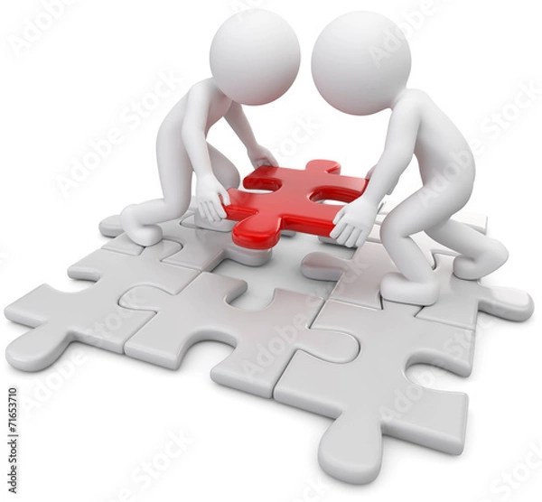 Obraz zwei Männchen mit passendem Puzzleteil