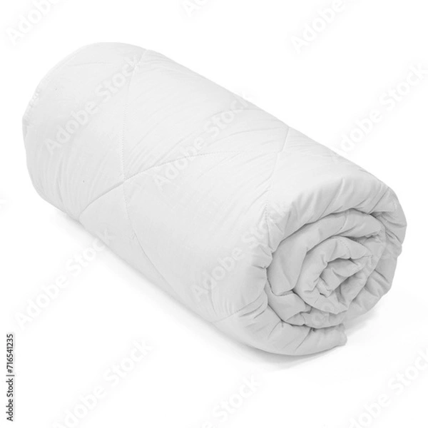 Obraz soft white quilted blanket duvet comforter folded isolated on white background