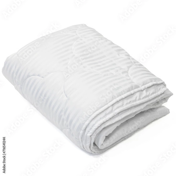 Obraz soft white quilted blanket duvet comforter folded isolated on white background