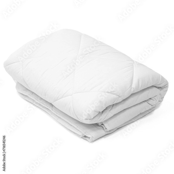 Obraz soft white quilted blanket duvet comforter folded isolated on white background