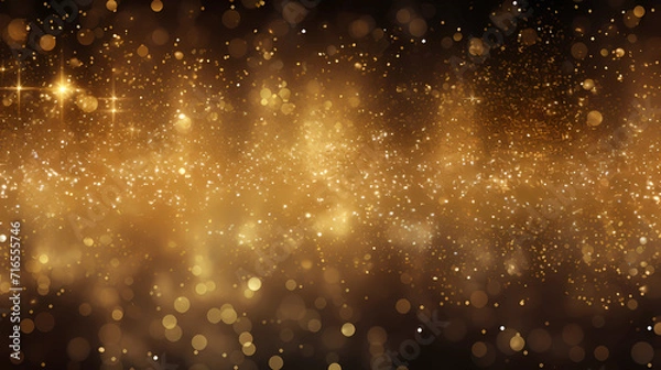 Obraz golden christmas particles and sprinkles for a holiday celebration like christmas or new year. shiny golden lights. wallpaper background for ads or gifts wrap and web design