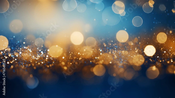 Obraz Blue and gold Abstract background and bokeh on New Year's Eve.