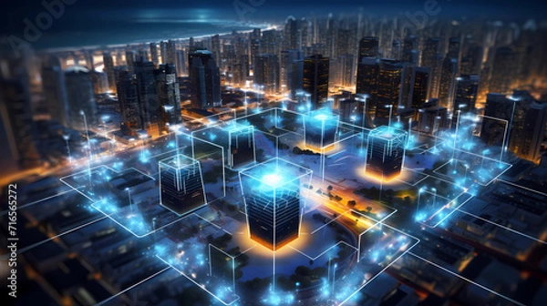 Obraz 5G wireless network, high speed internet, cloud computing or connect diagram technology, Data storage, service, synchronize, online, financial, Connectivity global, smart city
