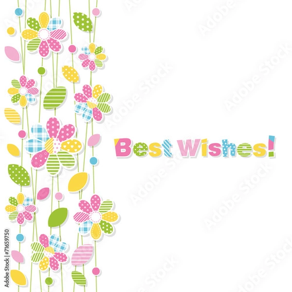 Obraz best wishes flowery greeting card