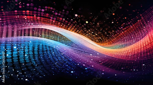 Fototapeta Colorful abstract background with waves lines and 3d shapes