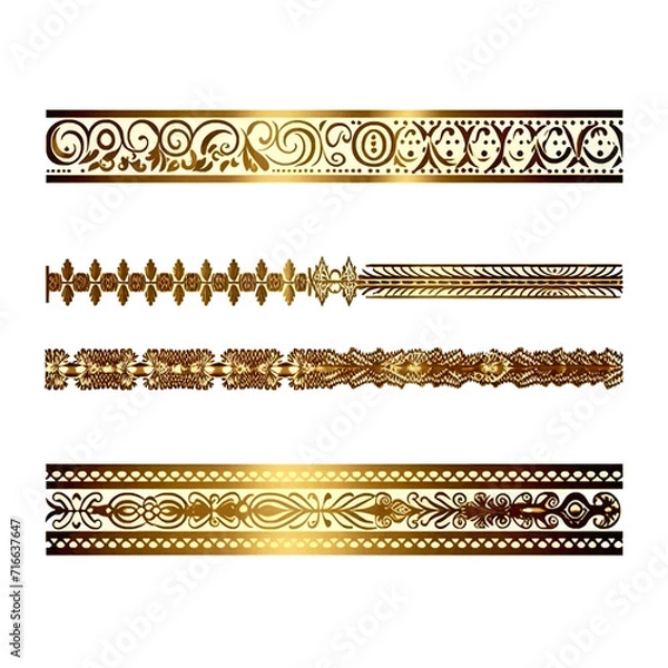 Obraz set of vintage gold pattern border