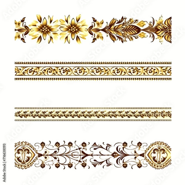 Obraz set of vintage gold pattern border