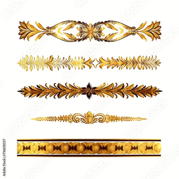 Obraz set of vintage gold pattern border