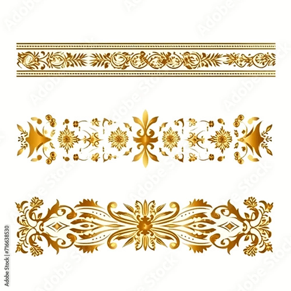 Obraz set of vintage gold pattern border