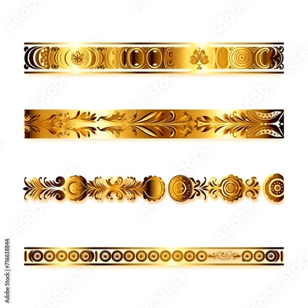 Fototapeta set of vintage gold pattern border