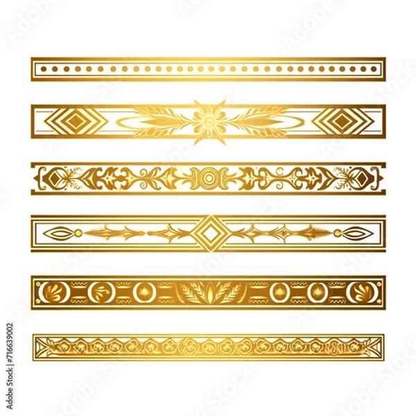 Fototapeta set of vintage gold pattern border