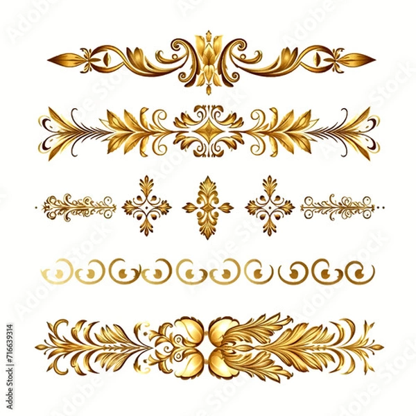 Obraz set of vintage gold pattern border