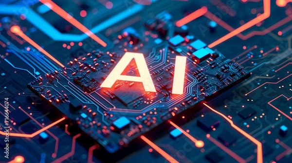 Fototapeta AI&Electronic circuit&robot
