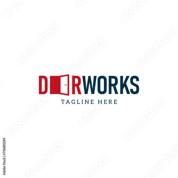 Fototapeta Simple logotype with letter O like Open Door for Commercial Door Instalation and Repair Business Industry 