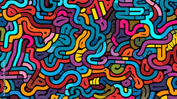Fototapeta Abstract seamless doodle background, artistic background