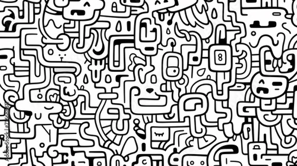 Fototapeta Abstract seamless doodle background, artistic background
